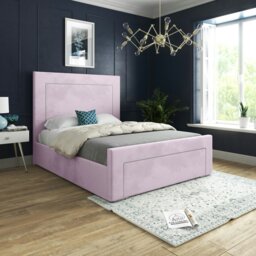 Rackhams Lucca Upholstered Soft Velvet Bed Frame - Pink - Small single - Pink - thumbnail 1