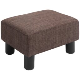 Rackhams Chic Linen/PU Footstool Ottoman Cube with 4 Plastic Legs - Brown - Polyester - 40cm x 30cm x 24cm - thumbnail 3