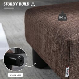 Rackhams Chic Linen/PU Footstool Ottoman Cube with 4 Plastic Legs - Brown - Polyester - 40cm x 30cm x 24cm - thumbnail 6