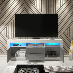 Rackhams Spacious 160cm TV Unit & Cabinet with Grey High Gloss Doors and Free LED - 160 cm - 1 -  MDF/Chipboard - thumbnail 4