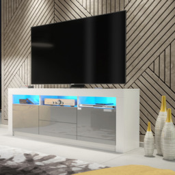 Rackhams Spacious 160cm TV Unit & Cabinet with Grey High Gloss Doors and Free LED - 160 cm - 1 -  MDF/Chipboard - thumbnail 2