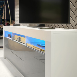 Rackhams Spacious 160cm TV Unit & Cabinet with Grey High Gloss Doors and Free LED - 160 cm - 1 -  MDF/Chipboard - thumbnail 5