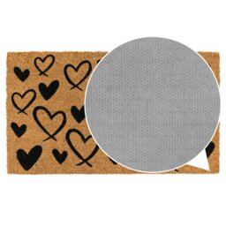 Rackhams Eco-Friendly Latex Backed Coir Entrance Doormat, 40x70cm - Hearts - 1 - Brown - thumbnail 6