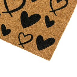 Rackhams Eco-Friendly Latex Backed Coir Entrance Doormat, 40x70cm - Hearts - 1 - Brown - thumbnail 3