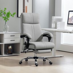 Portland Light Grey PU Vibration Massage and Heat Office Chair with Footrest  - Size: 117 x 70 x 64cm - Wilko by wilko