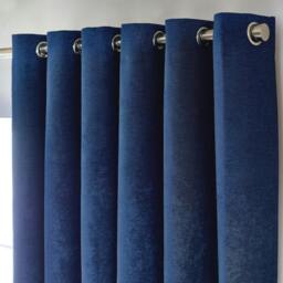 Rackhams Chenille Blackout Ring Top Eyelet Curtains - Silver - 117cm width x 137cm drop - thumbnail 3