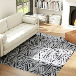 Rackhams Non-Slip Washable Rug, Chenille Floor Carpet for Living Room, Black - Black - 230L x 160W x 0.5H cm - thumbnail 1