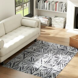Rackhams Non-Slip Washable Rug, Chenille Floor Carpet for Living Room, Black - Black - 230L x 160W x 0.5H cm - thumbnail 3