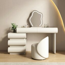 Rackhams Penelope Dressing Table And Stool, With LED Mirror, Cream - No Stool