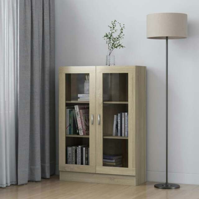 Rackhams Vitrine Cabinet Sonoma Oak 82.5x30.5x115 cm Engineered Wood