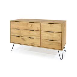 Rackhams Augusta 3 + 3 Drawer Wide Chest - antique waxed pine - thumbnail 1