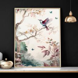 Rackhams 3 set of wall art - chinoiserie prints for living rooms - 16 x 22 inches / 40.65 cm x 56 cm - Polyester Canvas 260 gsm - Canvas wrapped - thumbnail 5