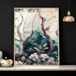 Rackhams 3 set of wall art - chinoiserie prints for living rooms - 16 x 22 inches / 40.65 cm x 56 cm - Polyester Canvas 260 gsm - Canvas wrapped - thumbnail 4