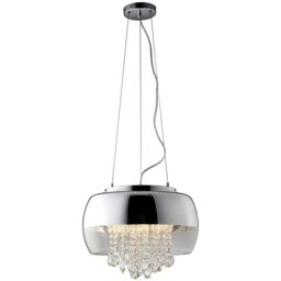 Rackhams Luna Pendant 40CM 3XE14 Designer Light Crafted From A Chrome Fitting And Glass Shades With Suspended Crystals - thumbnail 5