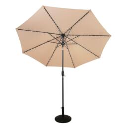 Rackhams LED Tilt Parasol 2.7m With Tilt Base – Beige