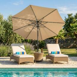 Rackhams LED Tilt Parasol 2.7m With Tilt Base – Beige - thumbnail 4