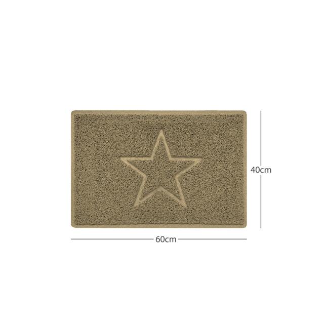 "Rackhams ""Star"" Embossed Loofah Textured Spaghetti Doormat - Beige - 60cm x 40cm - Yes (Suitable for Indoors)" - image 1