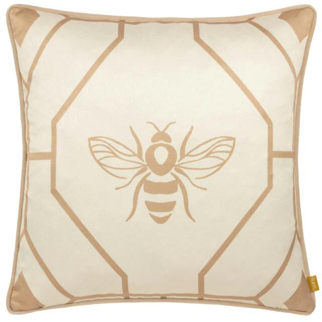 Rackhams Bee Deco Geometric Cushion Cover - Champagne - 43cm x 43cm - Champagne - 100% Polyester - image 1