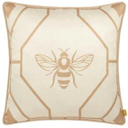Rackhams Bee Deco Geometric Cushion Cover - Champagne - 43cm x 43cm - Champagne - 100% Polyester