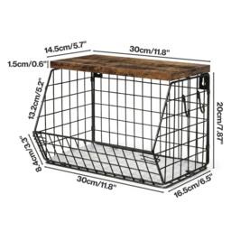 Rackhams Fruit Snack Storage Basket 2PCS Stackable Wall Mounted Kitchen Wood Lid - thumbnail 3