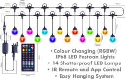 Rackhams RGBW Outdoor LED Festoon Lights - thumbnail 2
