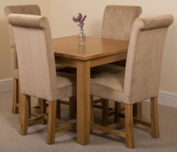 Rackhams Oslo 90 x 90cm Small Square Oak Dining Set with Washington Fabric Chairs - 1 - 4 chairs - Beige - thumbnail 4