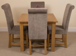 Rackhams Oslo 90 x 90cm Small Square Oak Dining Set with Washington Fabric Chairs - 1 - 4 chairs - Beige - thumbnail 3