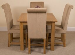 Rackhams Oslo 90 x 90cm Small Square Oak Dining Set with Washington Fabric Chairs - 1 - 4 chairs - Beige - thumbnail 5