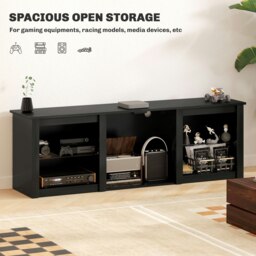 "Rackhams 160cm TV Unit w/ LED Lights for 65"" TV Modern TV Stand Cabinet Black - Black" - thumbnail 4