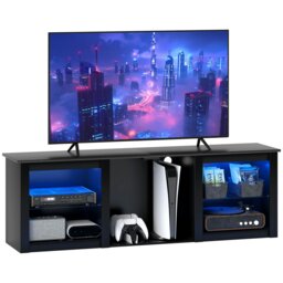"Rackhams 160cm TV Unit w/ LED Lights for 65"" TV Modern TV Stand Cabinet Black - Black" - thumbnail 2