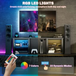 "Rackhams 160cm TV Unit w/ LED Lights for 65"" TV Modern TV Stand Cabinet Black - Black" - thumbnail 3