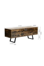 Rackhams Industrial Wooden Flip Top Storage Bench - Brown - thumbnail 4