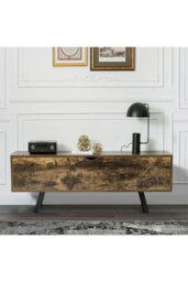 Rackhams Industrial Wooden Flip Top Storage Bench - Brown - thumbnail 5