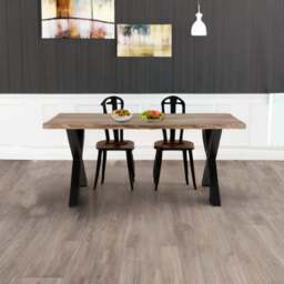 Rackhams Oakland Large Acacia Wood Dining Table With Cross Metal Legs 6-8 SEATER - Natural - Wood - 200x100x78 CM (LxDxH) - Dining Table - thumbnail 3