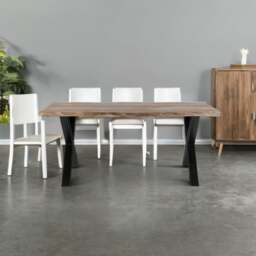 Rackhams Oakland Large Acacia Wood Dining Table With Cross Metal Legs 6-8 SEATER - Natural - Wood - 200x100x78 CM (LxDxH) - Dining Table - thumbnail 2
