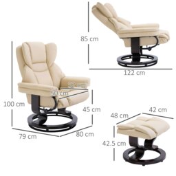 Rackhams PU Leather Manual Reclining Armchair Footstool - Black - PU Leather - thumbnail 4
