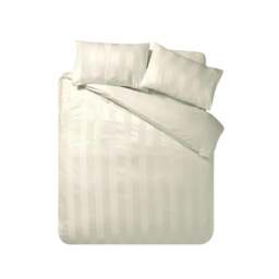 Rackhams So Soft Satin Stripe Duvet Cover Set Cream - Super King - Cream - thumbnail 4