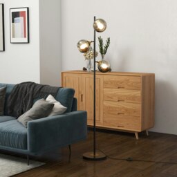 Rackhams Modern Floor Lamp with Glass Global Shade 3 Light - thumbnail 1