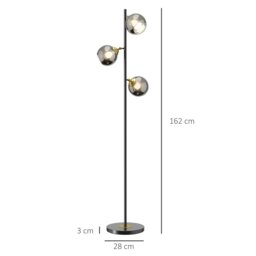 Rackhams Modern Floor Lamp with Glass Global Shade 3 Light - thumbnail 3