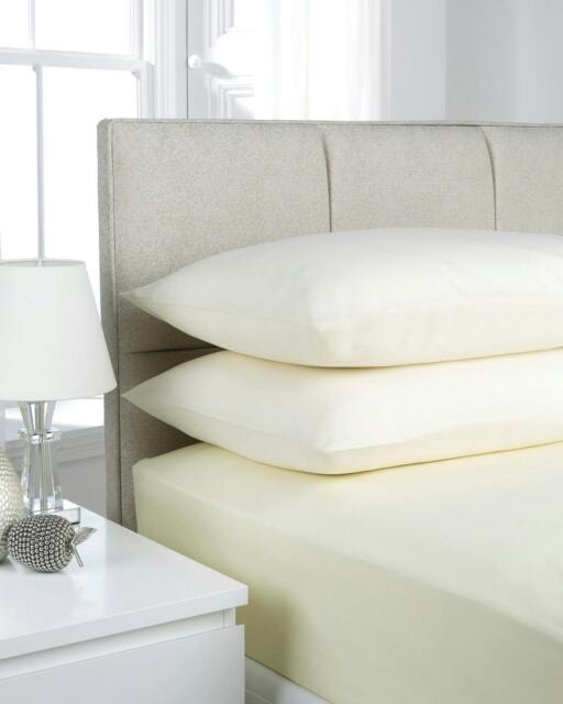 Rackhams Deluxe Fitted Sheet or Pillowcase Pair - Cream - Super King (180cm x 200cm) + 25cm Deep