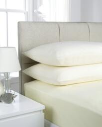 Rackhams Deluxe Fitted Sheet or Pillowcase Pair - Cream - Super King (180cm x 200cm) + 25cm Deep