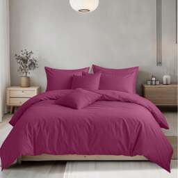 Rackhams Plain Dyed Easy Care Polycotton Duvet Cover And Pillowcase/s Set Bed Linen - Fuchsia - Double