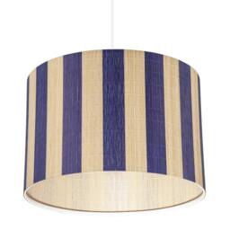 Rackhams Chic Natural Brown Bamboo Lamp Shade with Navy Midnight Blue Stripes - thumbnail 5