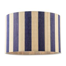 Rackhams Chic Natural Brown Bamboo Lamp Shade with Navy Midnight Blue Stripes