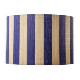 Rackhams Chic Natural Brown Bamboo Lamp Shade with Navy Midnight Blue Stripes - thumbnail 4