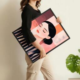 Rackhams Frames Living Room - Set of 3 Boho Women Wall art Prints - A4 8.27 x 11.69 in / 21 x 29.7 cm - Satin Photo paper 280 gsm - White Frame - thumbnail 6
