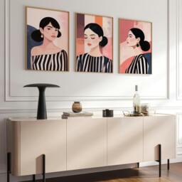 Rackhams Frames Living Room - Set of 3 Boho Women Wall art Prints - A4 8.27 x 11.69 in / 21 x 29.7 cm - Satin Photo paper 280 gsm - White Frame - thumbnail 4