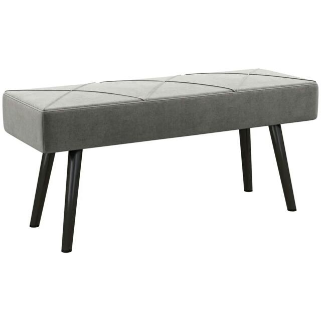 Rackhams End of Bed Bench with X-Shape Design and Steel Legs, Upholstered Hallway Bench for Bedroom, Grey - image 1