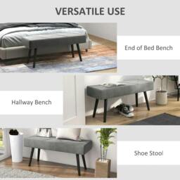Rackhams End of Bed Bench with X-Shape Design and Steel Legs, Upholstered Hallway Bench for Bedroom, Grey - thumbnail 6