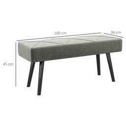 Rackhams End of Bed Bench with X-Shape Design and Steel Legs, Upholstered Hallway Bench for Bedroom, Grey - thumbnail 3